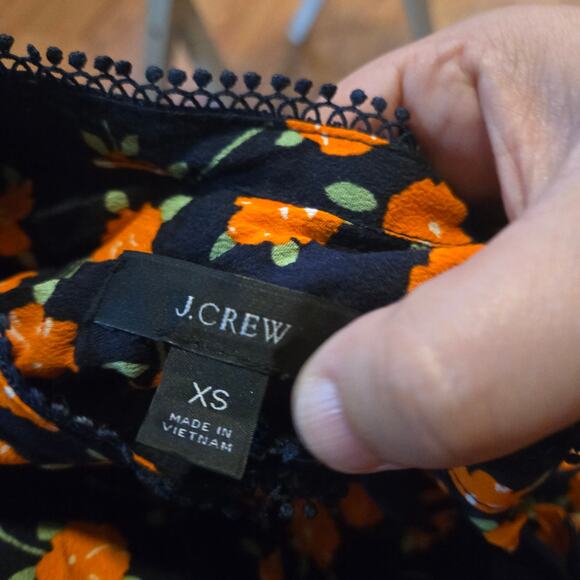 J crew top womens size xs blue orange popover in poppy fields blouse - Picture 3 of 7
